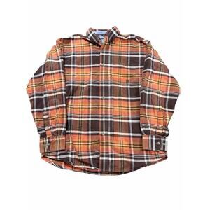 Vintage Wrangler 20X Rodeo Shirt Plaid‎ Orange Color Block Men's Size Medium